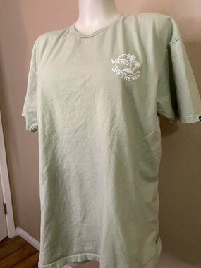 Vans OFF THE WALL Men’s Pale mint Green Palm Logo Short Sleeve Tee L